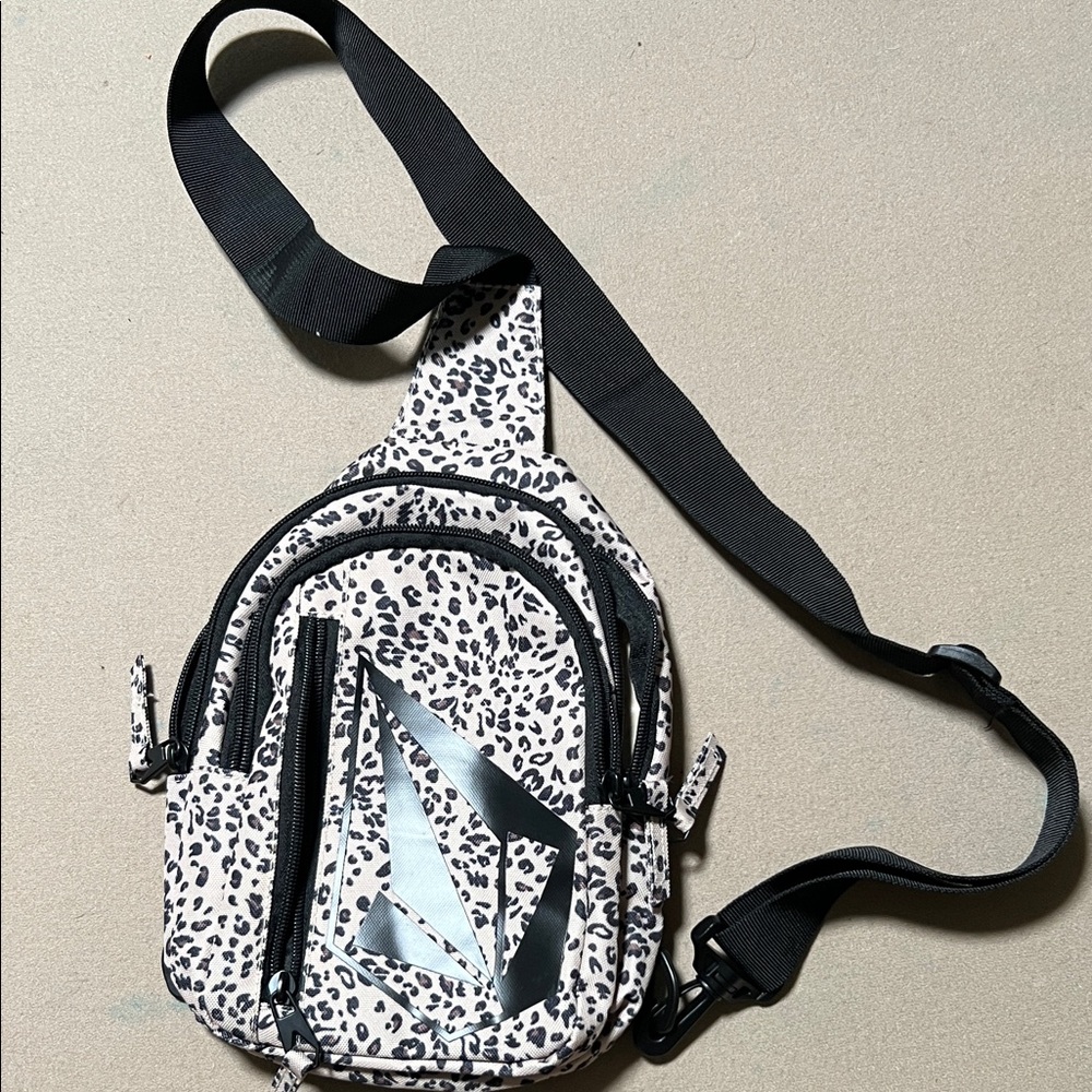 Volcom Leopard Print Crossbody Bag with Black Strap